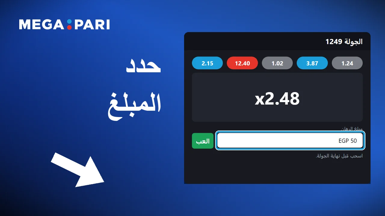 إدخال مبلغ الرهان في Megapari