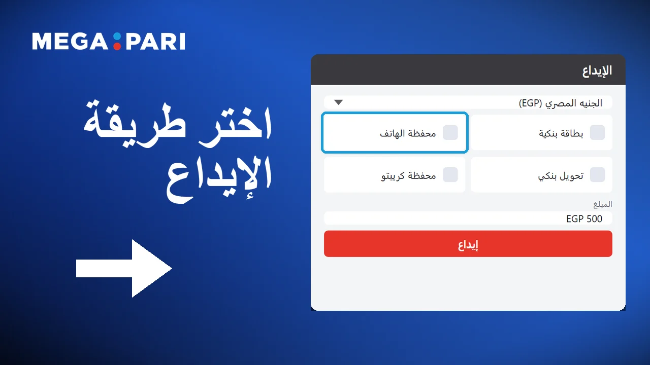 شحن حساب Megapari بالعملات الرقمية أو المحفظة الإلكترونية